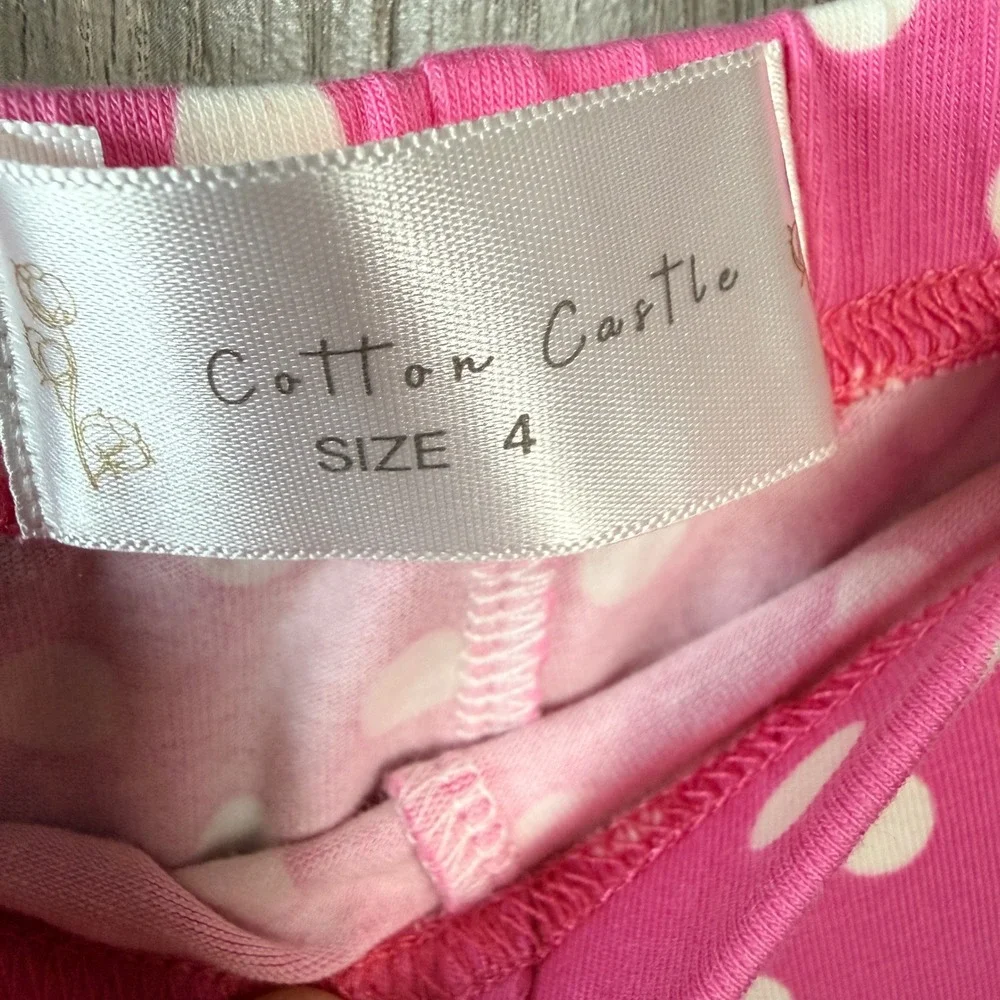Cotton Castle Platinum Balcony Tunic Shorts Set Sz 6 Pink Polka Dot Boutique NEW